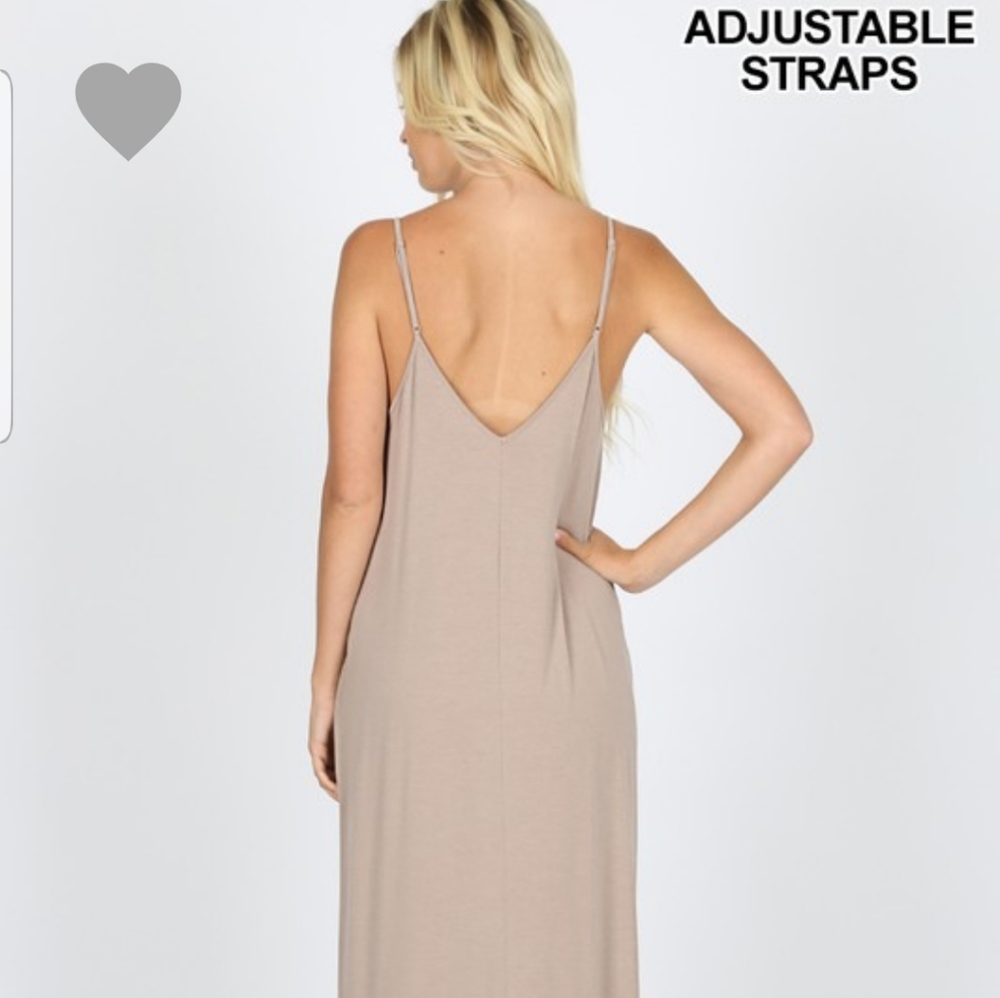 Harem Maxi Dress Pockets - Mocha - Picture 4 of 8